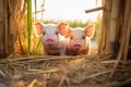 Serene Pigs in a Rustic Pigsty: A Captivating Agricultural Scene