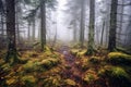 Serene Pine Forest in Misty Hues