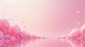 Serene pink bubbles floating on a calm, reflective surface with gentle water droplets. Generative AI Royalty Free Stock Photo