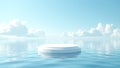 Serene Platform on Calm Water Under Gentle Blue Sky with Clouds