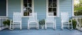 Serene Porch Sanctuary with Quartet of Rocking Chairs. Concept Porch Sanctuary, Rocking Chairs,