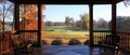 Serene Porch View of Autumnal Golf Greens. Concept Autumnal Golf Greens, Serene Porch View Royalty Free Stock Photo