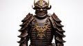 Serene Power: Samurai Warrior\'s Armor and Mask on White Royalty Free Stock Photo