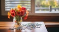 serene puzzle on table Royalty Free Stock Photo