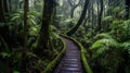 Serene Rainforest Path on a Cloudy Afternoon Royalty Free Stock Photo