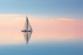 A serene reflection of a lone sailboat drifting on a calm sea Royalty Free Stock Photo