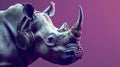 Serene Rhino Enjoying Sound in Purple Ambiance