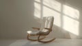 Serene rocking chair in a sunlit room. relaxation and interior design concept. minimalist style with soft shadows
