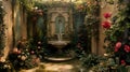 Serene Sanctuary: Secret Blooming Oasis./n