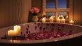 Bathtub Filled With Candles Next to Window
