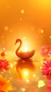 A serene scene featuring a swan-shaped candle surrounded by flowers and warm light Royalty Free Stock Photo