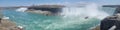 Serene scene of Niagara Horseshoe Falls, American Falls, and Horn Blower Maid of the Mist Boat Royalty Free Stock Photo