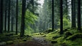 Serene Scenes: Capturing The Moody Beauty Of A Mossy Green Forest