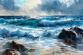 Serene Seascape: A Captivating Beach Scene with Majestic Waves a Royalty Free Stock Photo