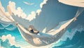 Serene Seashell Haven in a Whimsical Vector Art Hammock.AI Generated Royalty Free Stock Photo