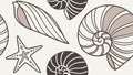 Serene Seashells Starfish Muted Tones Ocean Pattern, vector design Generative AI Royalty Free Stock Photo