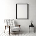 Serene Simplicity: Black Chair And Blank Picture Frame In The Front Room