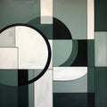 Serene Simplicity Green And Black Geometric Shapes Oil Painting On Canvas Royalty Free Stock Photo