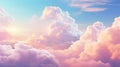 Serene sky with fluffy clouds in pastel colors. Beautiful sky. Copy Space. Concept of calming background, nature Royalty Free Stock Photo