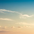 A serene sky with a gradient from deep blue to soft orange, suggests a sunset or Royalty Free Stock Photo