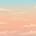 A serene sky scene with soft, fluffy clouds scattered across a pastel-colored gradient Royalty Free Stock Photo