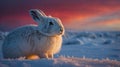 Arctic Hare at Sunset in Snowy Landscape Royalty Free Stock Photo