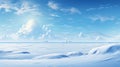 A serene snowscape under a vast azure sky.