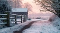 Serene Snowy Sunrise in the Countryside