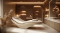 A serene spa interior featuring a massage bed and minimalist decor elements Royalty Free Stock Photo