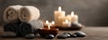 Serene Spa Retreat: Tranquil Setting with Ambient Candles and Warm Towels Royalty Free Stock Photo