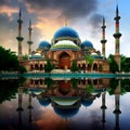 Serene splendor, capturing the beauty of a mosque during ramadan