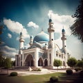 Serene splendor, capturing the beauty of a mosque during ramadan