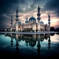 Serene splendor, capturing the beauty of a mosque during ramadan