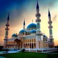 Serene splendor, capturing the beauty of a mosque during ramadan