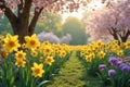 Serene Spring Garden Reflections Royalty Free Stock Photo