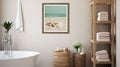 Serene Starfish Beach Sea Shells Framed Bathroom Design