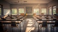 The quiet serenity of an empty classroom awaits the eager minds