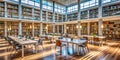 Serene Study Haven A Modern University Library Interior Designed for Focused Learning and Collaborative Success Royalty Free Stock Photo
