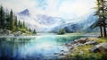 Serene Summer Day Glacier Painting In Watercolor