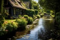 serene sun dappled country canal