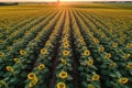 Serene Sunflower Field in Vibrant Mid-Day Light