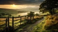 Serene Sunrise: Captivating Countryside Photo On English Moors