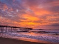 Sunrise over fishing pier at North Carolina Outer Banks Royalty Free Stock Photo