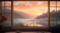 a serene sunrise view from a window