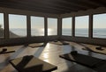 Serene Sunrise Yoga: A Studio with a Spectacular Ocean View, ai generative