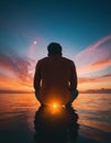 Serene Sunset Contemplation Royalty Free Stock Photo