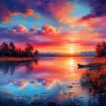 Serene Sunset on a Lakeside