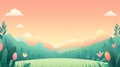 Serene Sunset Landscape with Green Hills and Pink Sky Royalty Free Stock Photo
