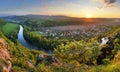 Serene sunset landscape by the Hron River, Slovakia.