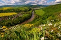 Serene sunset landscape by the Hron River, Slovakia. Discover the spring beauty of the mountains and river.